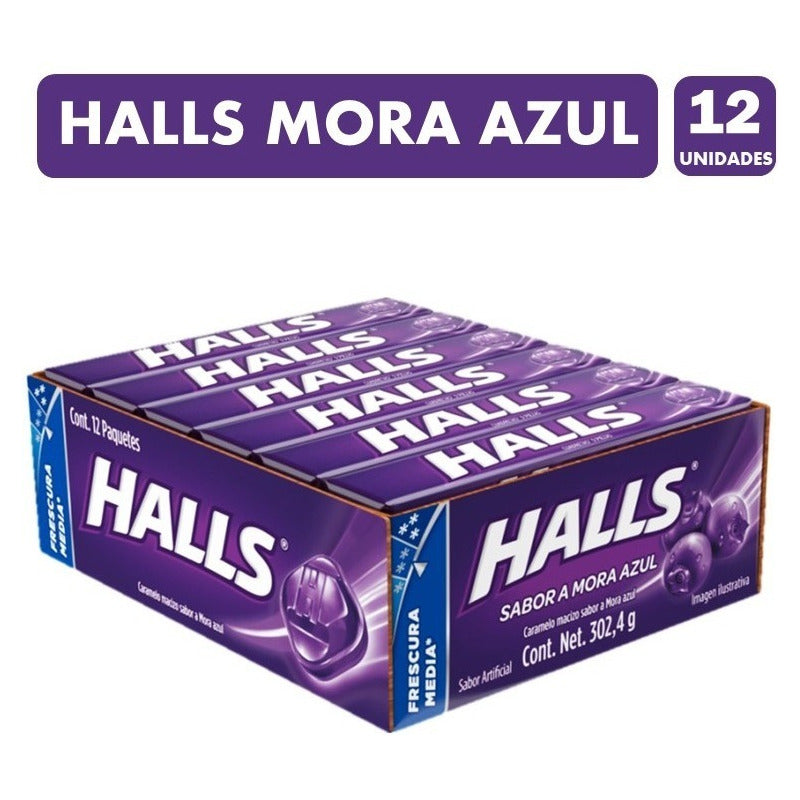 Caramelo Halls Mora Azul (blueberry) - Caja Con 12 Unidades.