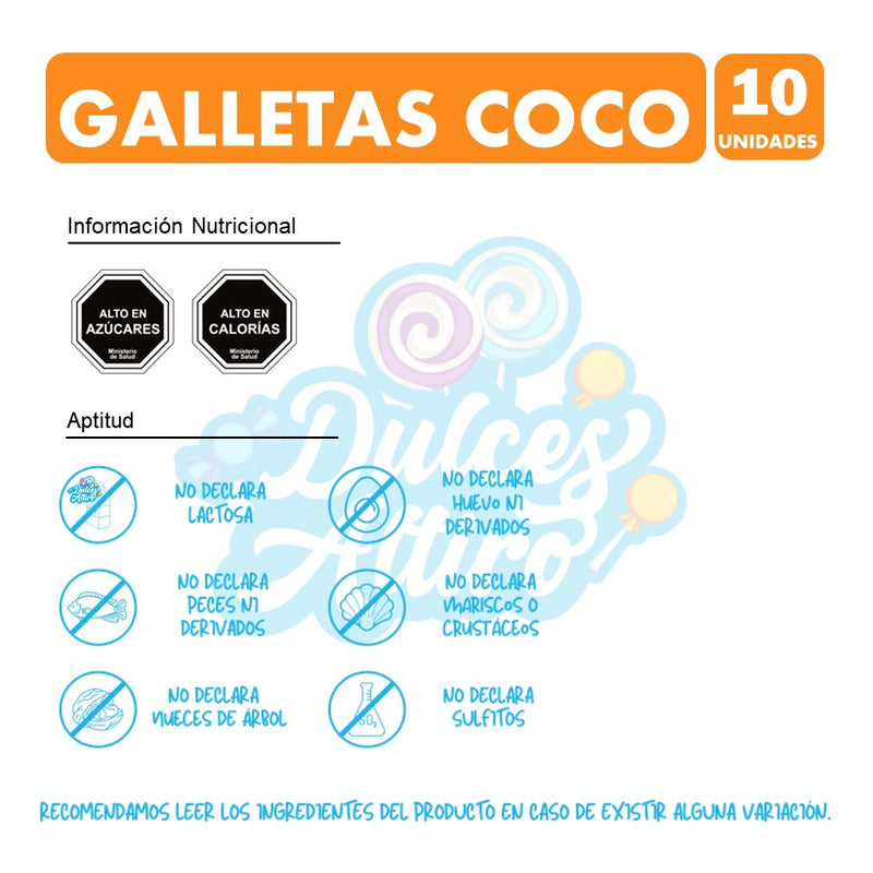 Galletas Sabor Coco Para Colación Dosenuno (pack De 10 Uni)