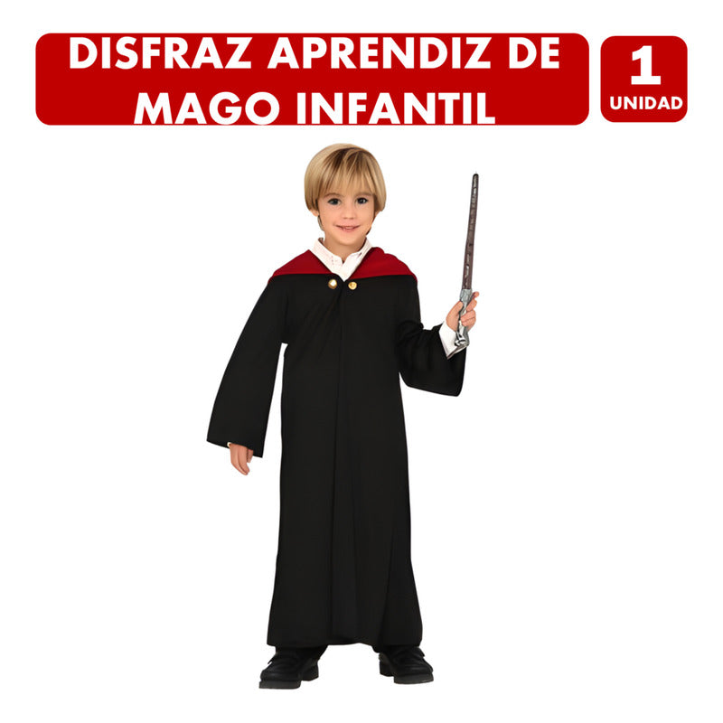 Disfraz Capa Para Aprendiz De Mago Infantil Halloween Negro 10-12