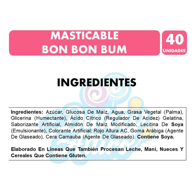 Masticable Bon Bon Bum Rojo Sabor Fresa (bolsa 40un)