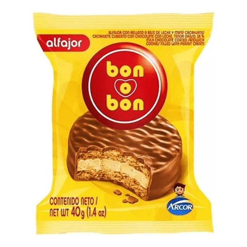 Pack Alfajor Bon O Bon Sabor Chocolate (pack De 10 Uni)