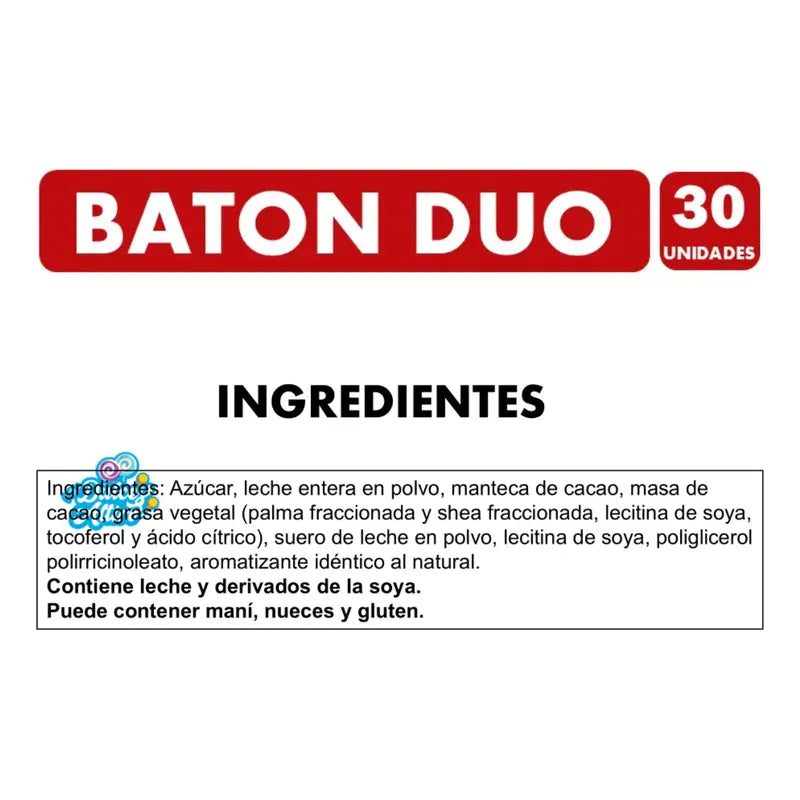Baton Duo Chocolate De Leche Y Chocolate Blanco Garoto (30u)