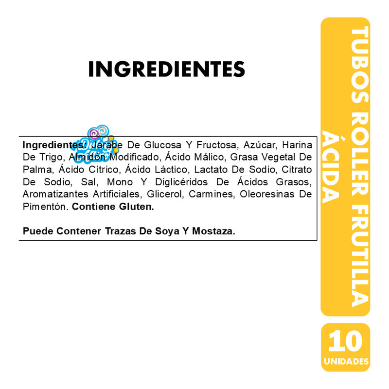 Gomitas Fini - Tubos Roller Sabor Frutilla Ácida (10 Uni)