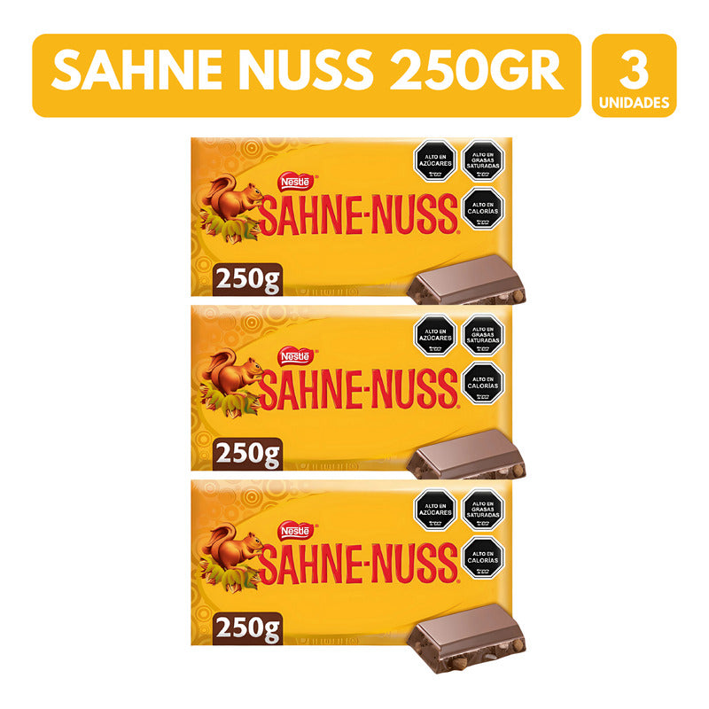 Sahne Nuss Barra De 250gr De Nestle (pack De 3 Unidades)