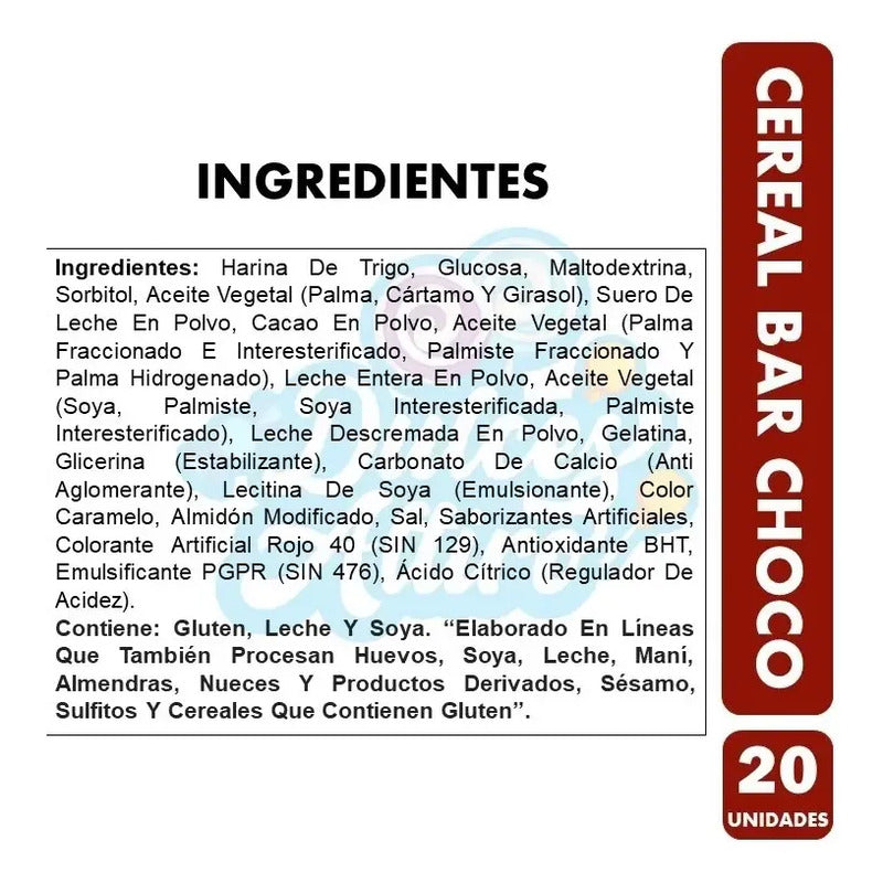 Barras De Cereal Sabor Chocolate (caja Con 20 Unidades)