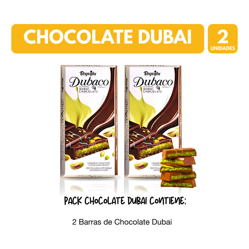 Barra De Chocolate Dubai De Pistacho En Pack (pack De 2 Un)