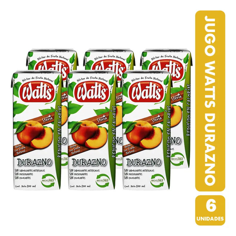 Jugo Sabor Durazno De Watts - Regreso A Clases (pack 6 Uni)
