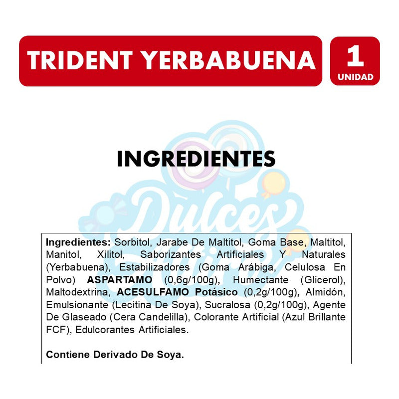 Trident Hierbabuena -  Frasco Verde (frasco Con 35 Unidades)
