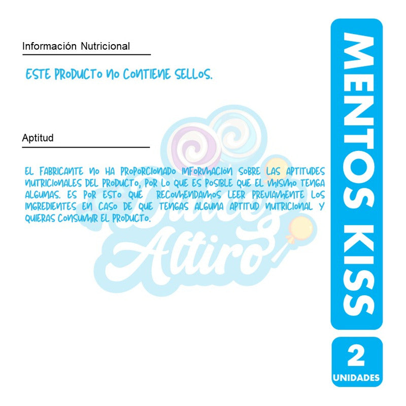 Kiss Mentos - Caramelos Sin Azúcar Frasco Azul (pack 2 Uni)