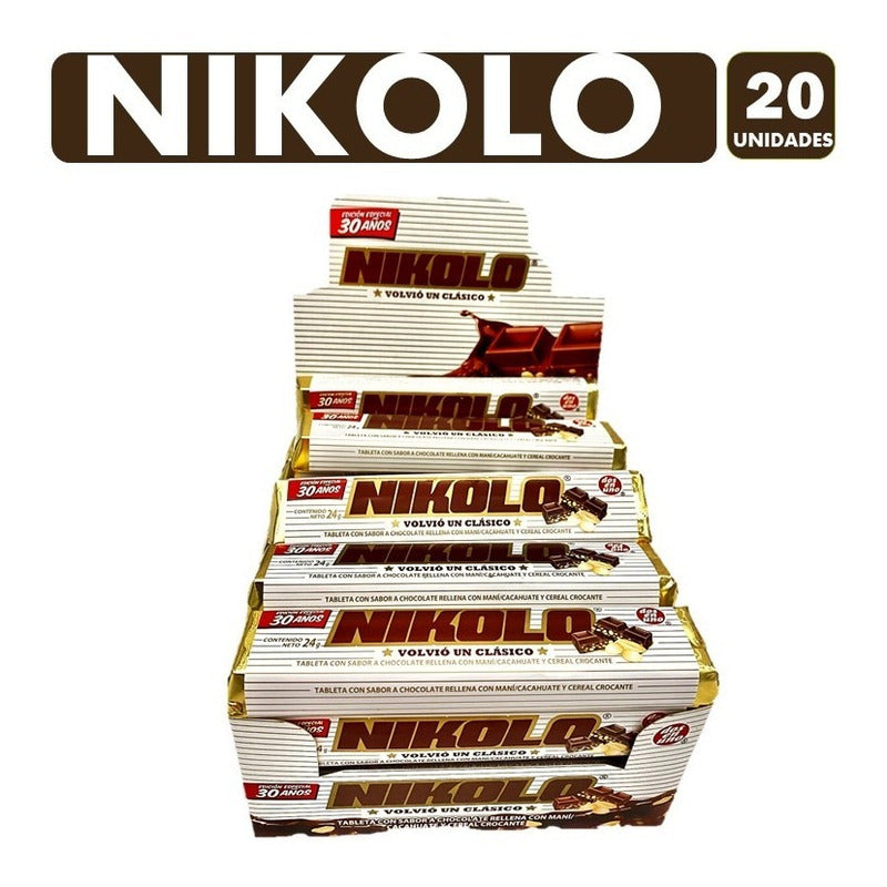 Nikolo - Barras De Chocolate Con Maní De Arcor(caja Con 20u)
