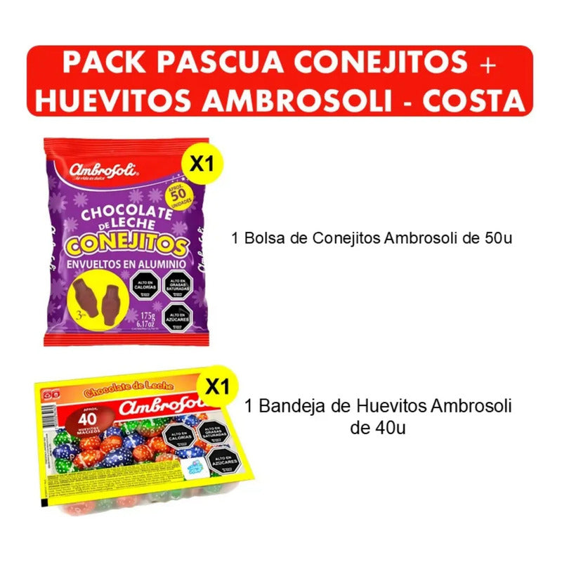 Pack De Pascua Conejitos + Huevitos Ambrosoli Y Costa