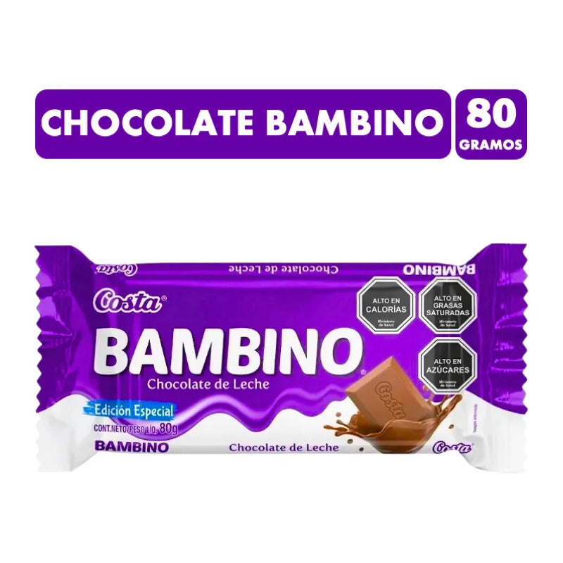 Chocolate De Leche Bambino De Costa (barra De 80 Gramos)