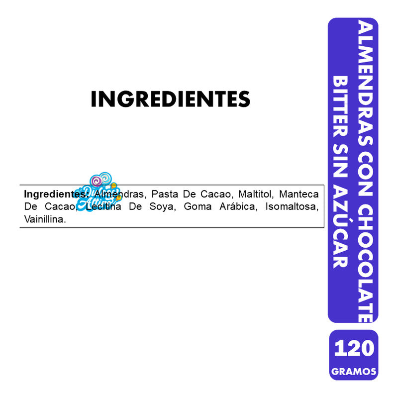 Almendras Chocolate Bitter Sin Azúcar De Merello Caja 120 Gr