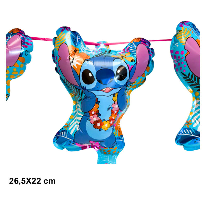 Guirnalda Banderín Inflable Para Cumpleaños Diseño Stitch Stitch