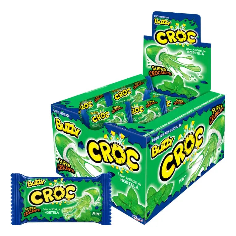 Chicles Buzzy Croc Rellenos Sabor Menta Sin Gluten (40 Uni)