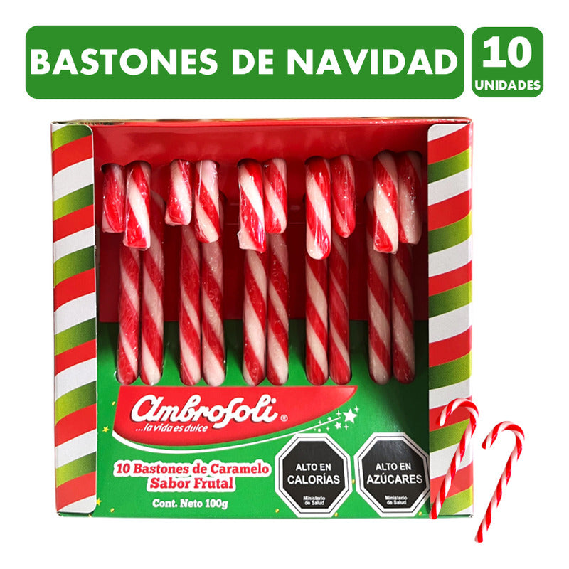 Bastones De Navidad Ambrosoli (contiene 10 Unidades)