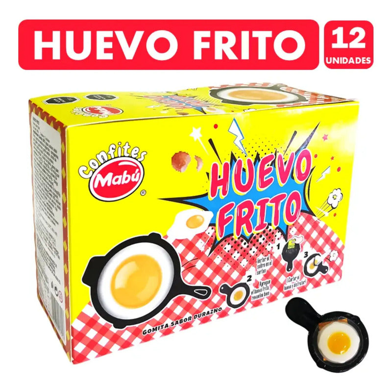 Gomitas En Forma De Huevo Frito Sabor Durazno (12 Unidades)