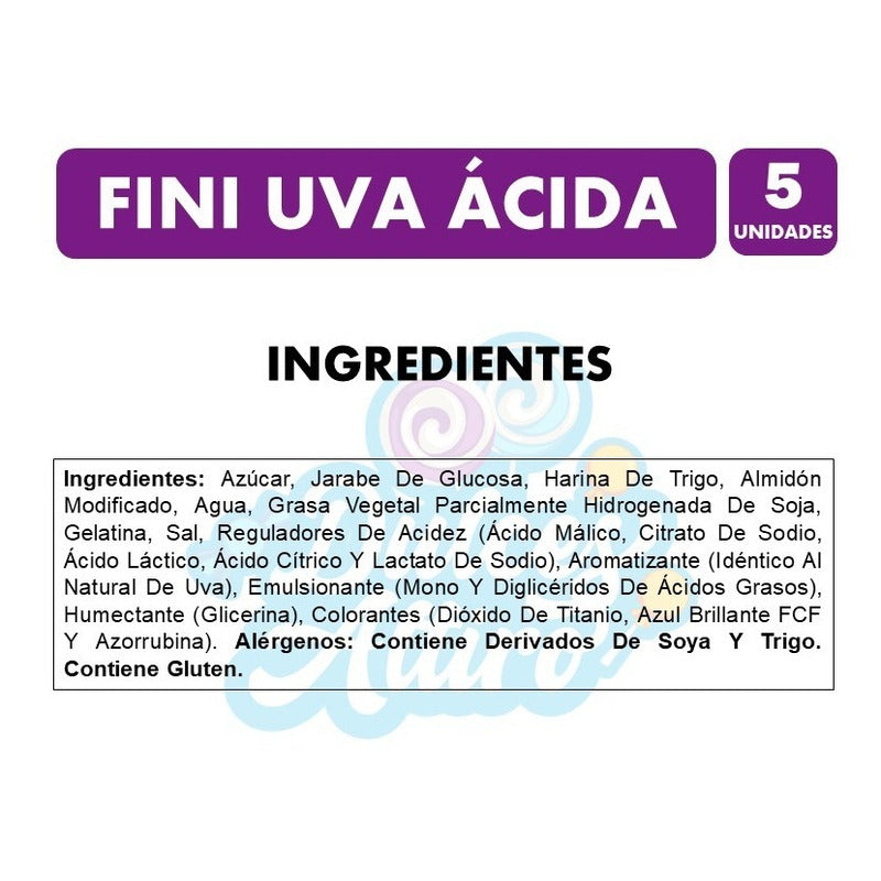 Fini Uva Acida - Gomitas De Tubos Morados (pack Con 5 Un)