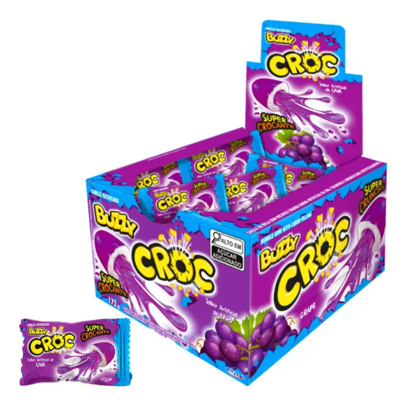 Chicles Buzzy Croc Super Crocante Sabor Uva  (40 Unidades)