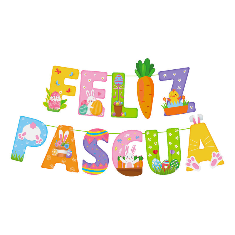 Especial Pascua - Banderín Decorativo Feliz Pascua 2 Metros Muticolor Banderín Pascua