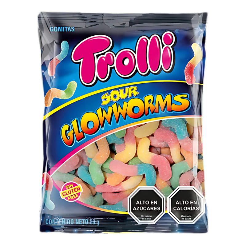 Gomitas Trolli Sour Glowworms - Forma De Gusanos (80 Gramos)