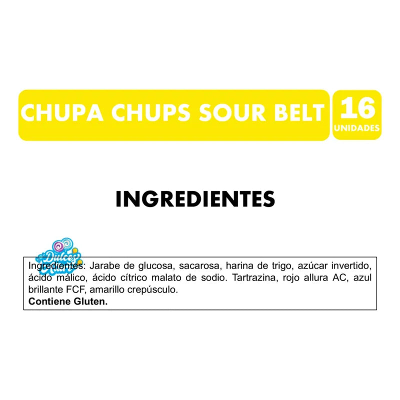 Chupa Chups Sour Bele Sabor Frutal Ácidas (caja Con 16 Uni)