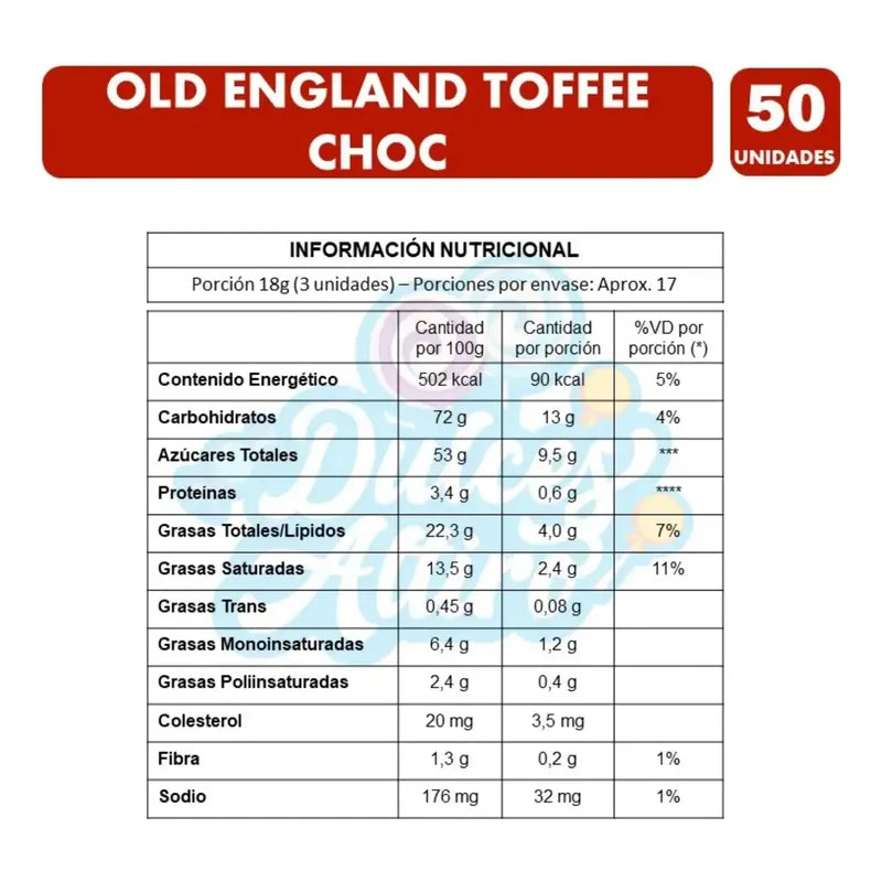 Old England Toffee Choc Chocolate Bolsa Con 50 Unidades