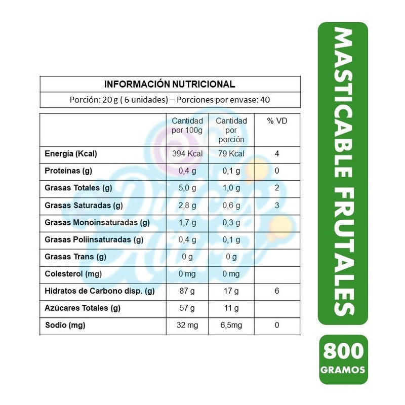 Masticable Frutales Bolsa 800gr
