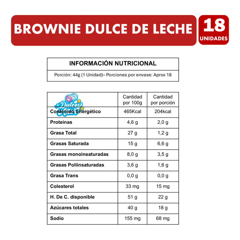 Brownie Nutra Bien Bizcocho Dulce De Leche (18 Unidades)