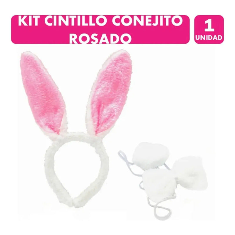 Cintillo Orejas Y Corbatín Especial Pascua - Color Rosado Rosado