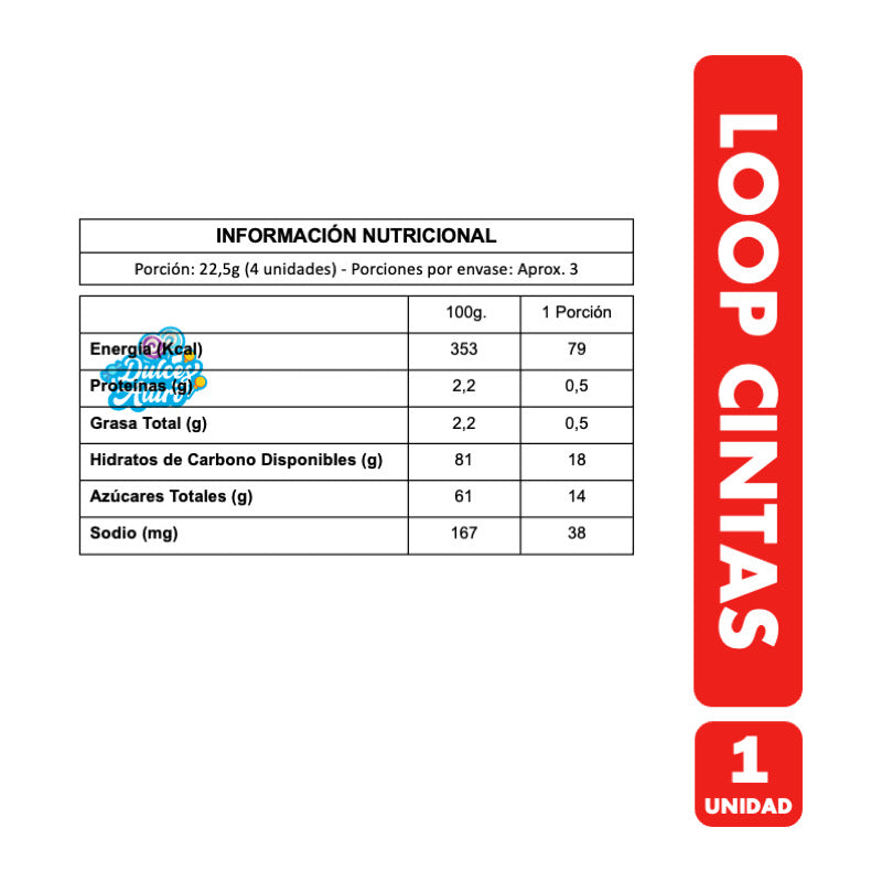 Loop Cintas - Gomitas Sabor Frutilla Ácida (contiene 67 Gr)