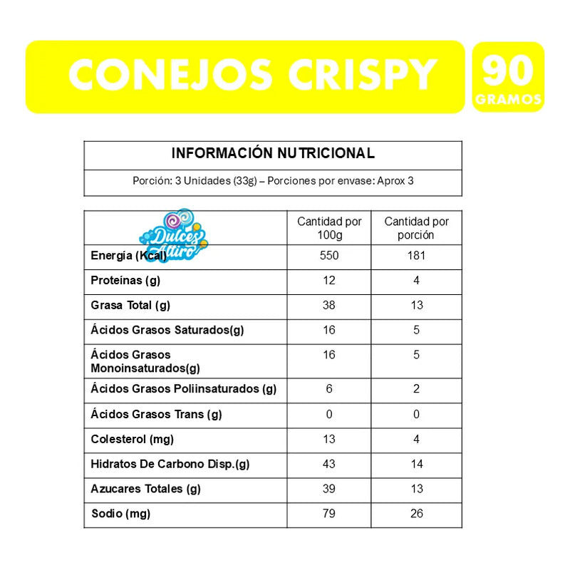 Conejitos Crispy Merello - Chocolate Y Maní Bolsa Con 90g