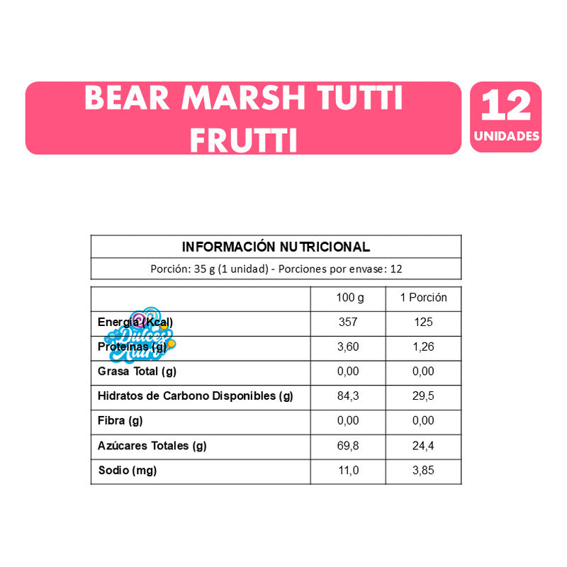Marshmallows En Forma De Oso Sabor Tutti Frutti (12 Uni)