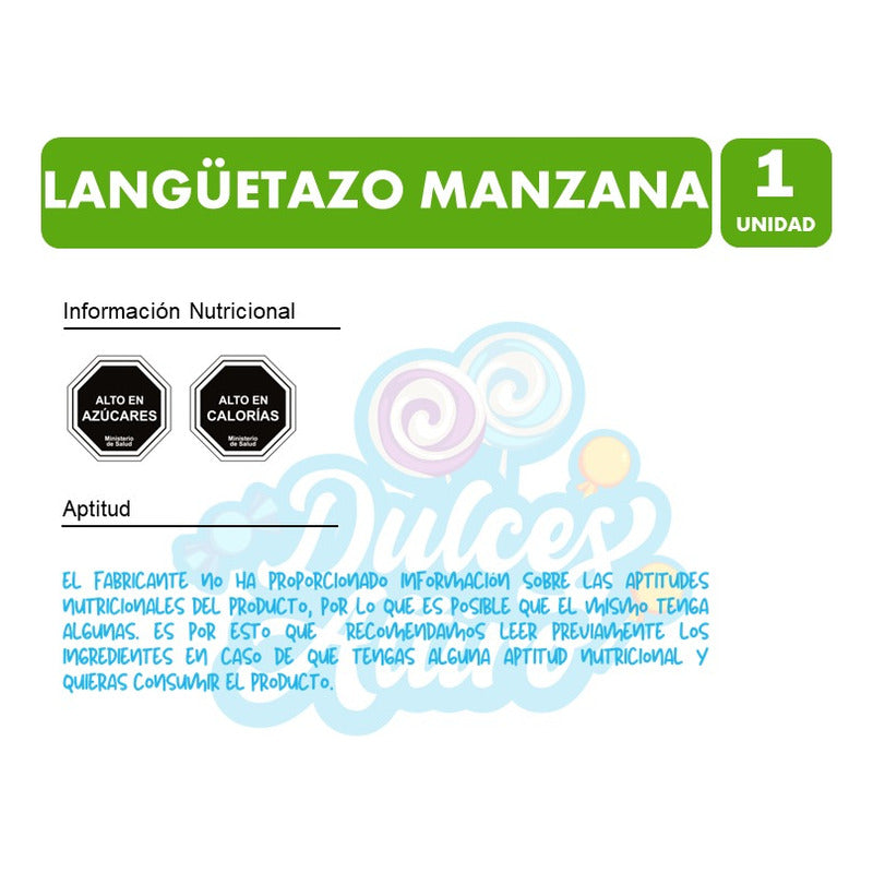 Langüetazo Manzana - Caramelos Masticables (caja Con 24 Un)
