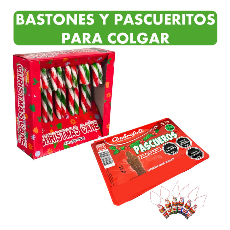 Bastones Y Pascueros De Chocolate Para Colgar Arbol Navidad