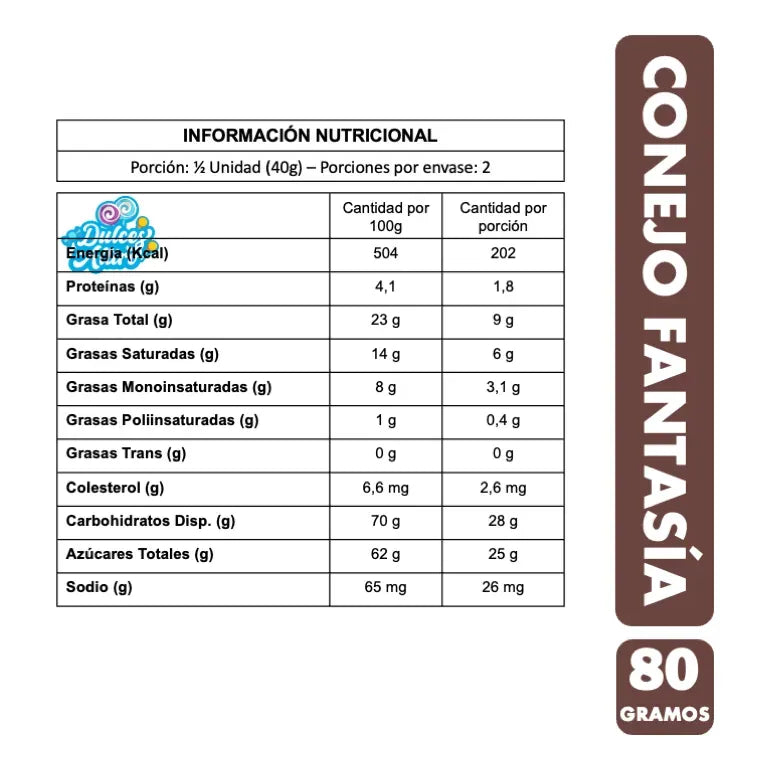 Chocolate Conejo Fantasía Con Chispitas De Colores Barra 80g