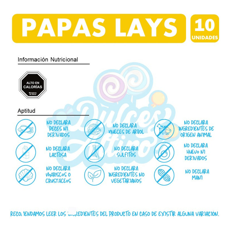 Papas Lays (manga De 10 Unidades)