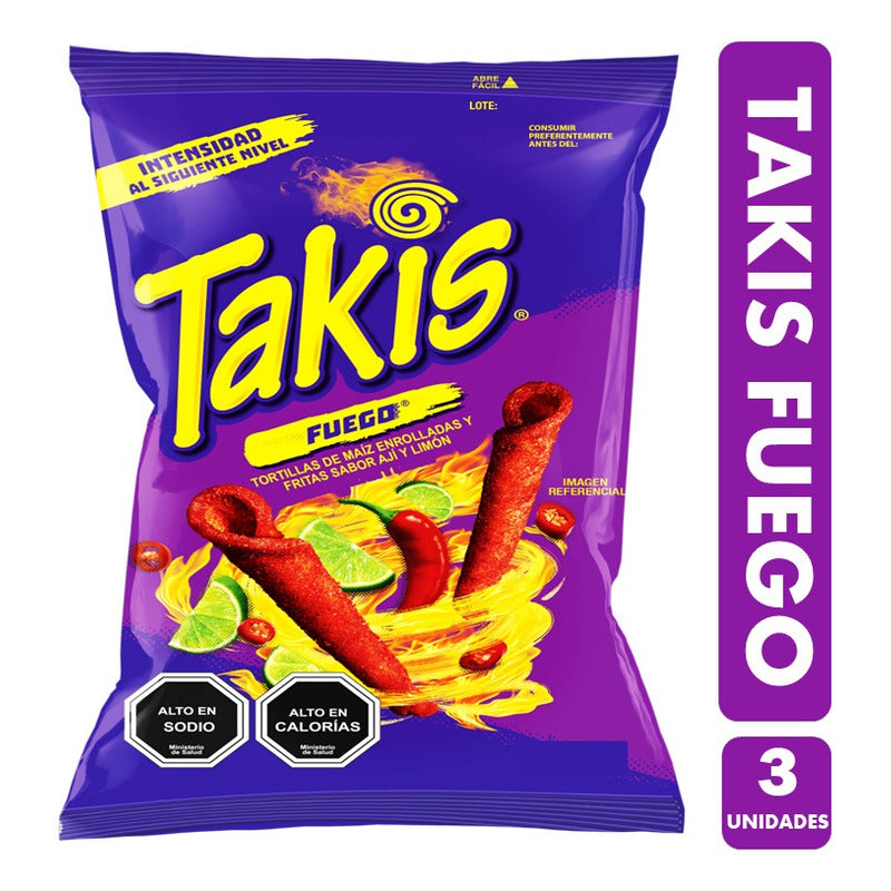Takis Fuego - Extremo Sabor Ají Y Limón (pack De 3 Unidades)