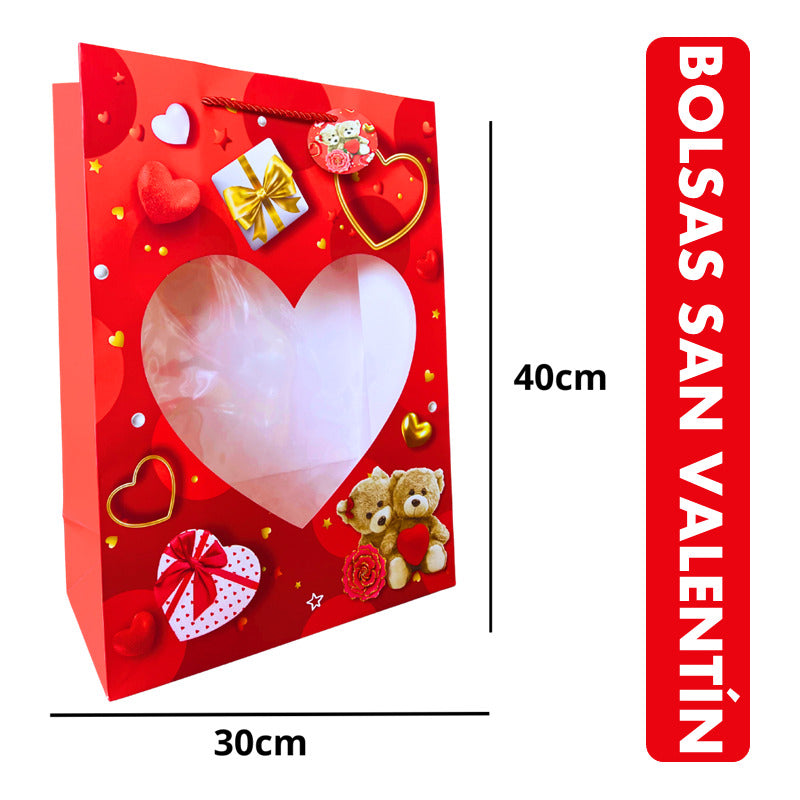 Bolsa De Regalo Diseño Corazón Ventana - 30x40cm - Unitario Surtidos Bolsa De Regalo Diseño Corazón Ventana