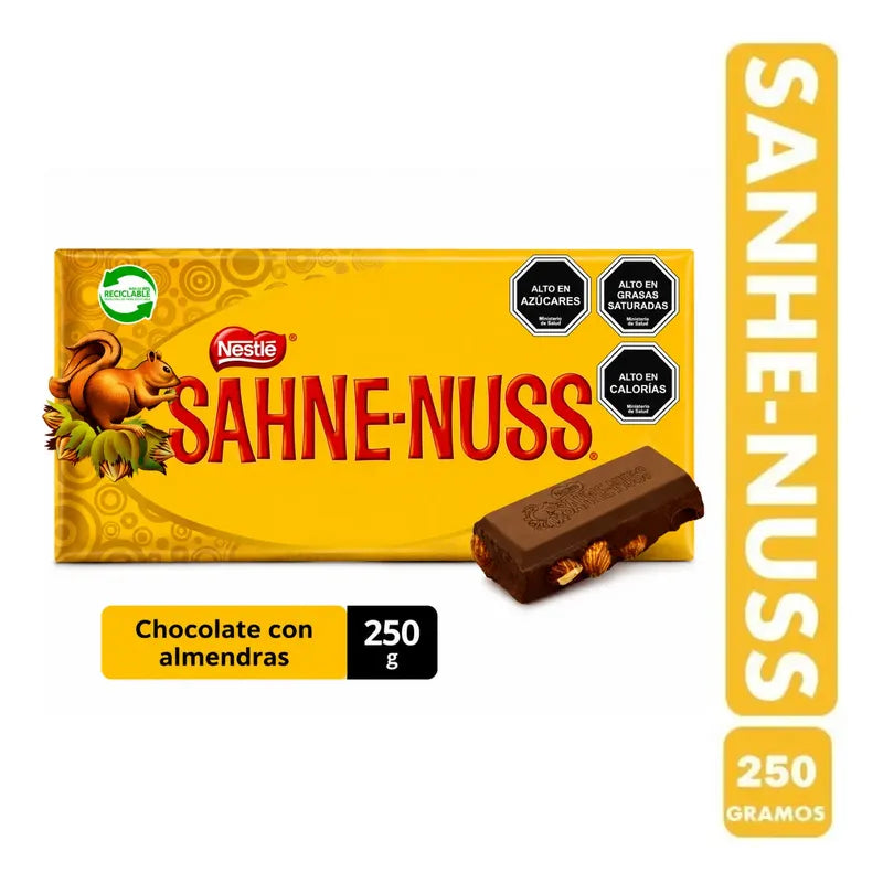 Barra De Chocolate Sahne Nuss De Nestlé ( 250gr)