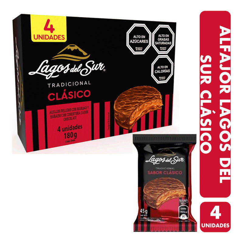 Alfajor Clásico Relleno Manjar- Lagos Del Sur (caja Con 4 U)