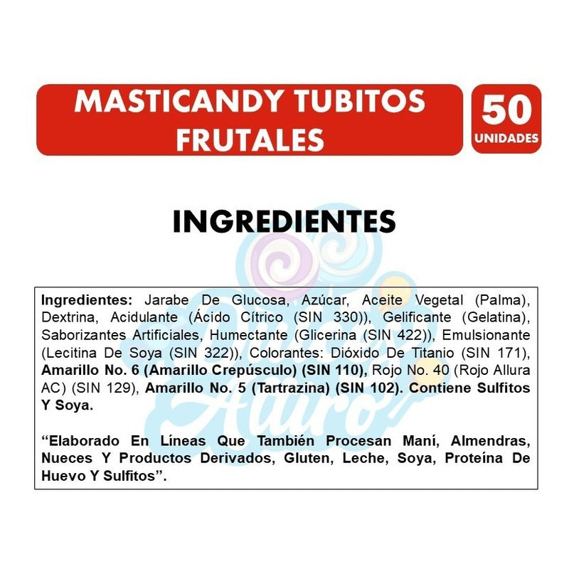 Masticandy Tubitos - Sabores Surtidos (bolsa Con 50 Un)