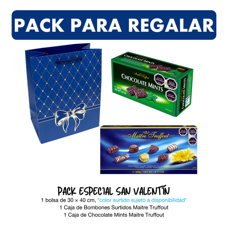 Pack Bombones Maitre Truffout +chocolate Mints +bolsa Regalo