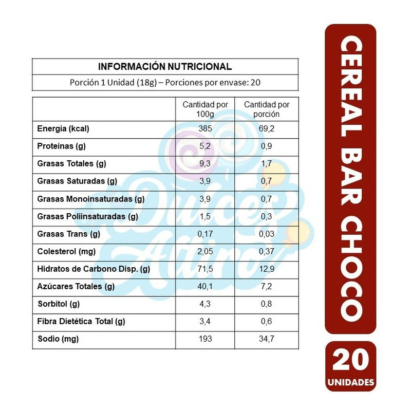 Cereal Bar Choco Cereal Display 20 Unidades 21 Gr