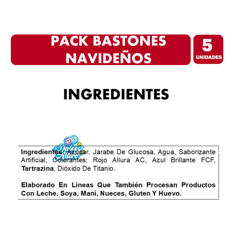 Bastones Navideños Especial Navidad De Mabú - Pack 5 U