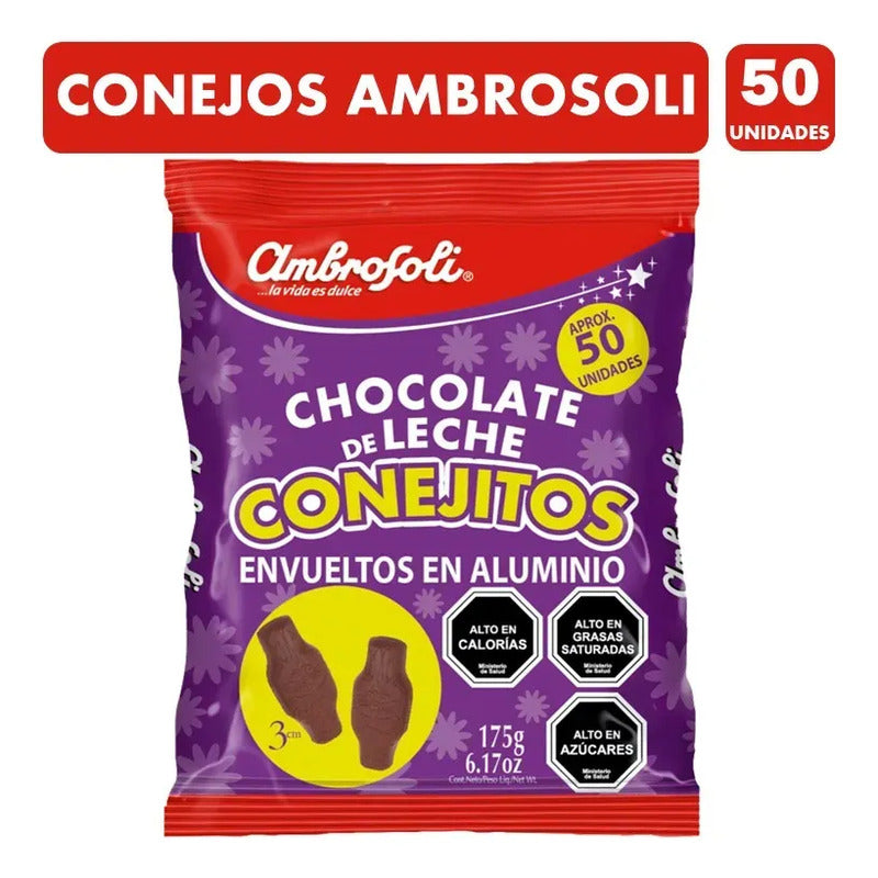 Conejitos De Chocolate Especial Pascua Ambrosoli - 50uni