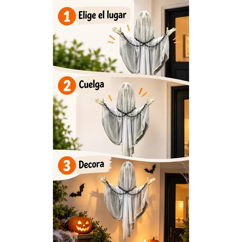 Fantasma Animatronics Con Luz Y Sonido Decoración Halloween