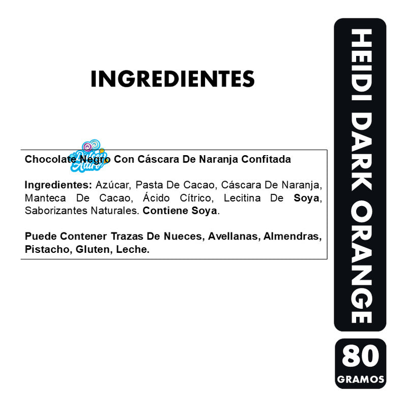 Chocolate Heidi Dark Naranja - Vegano (barra De 80 Gramos)