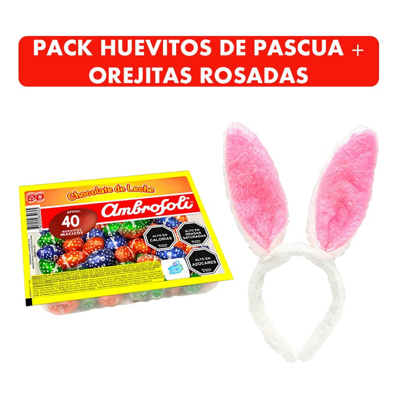 Huevitos De Pascua Ambrosoli 40 Un + Orejitas De Conejo Rosa