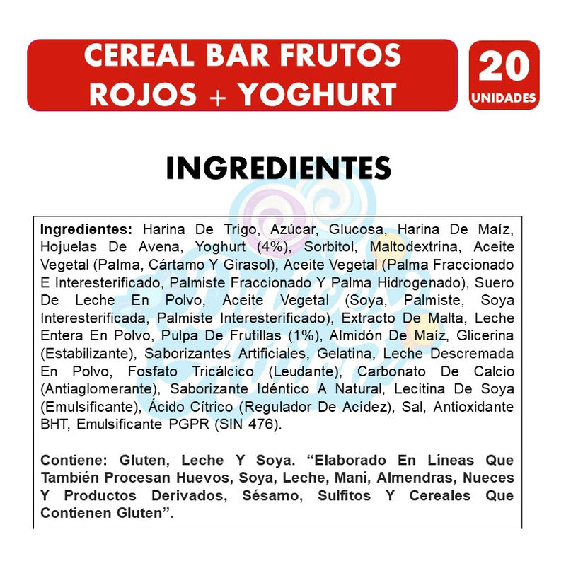 Cerealbar Frutos Rojos Y Yoghurt Para Colación(caja Con 20u)